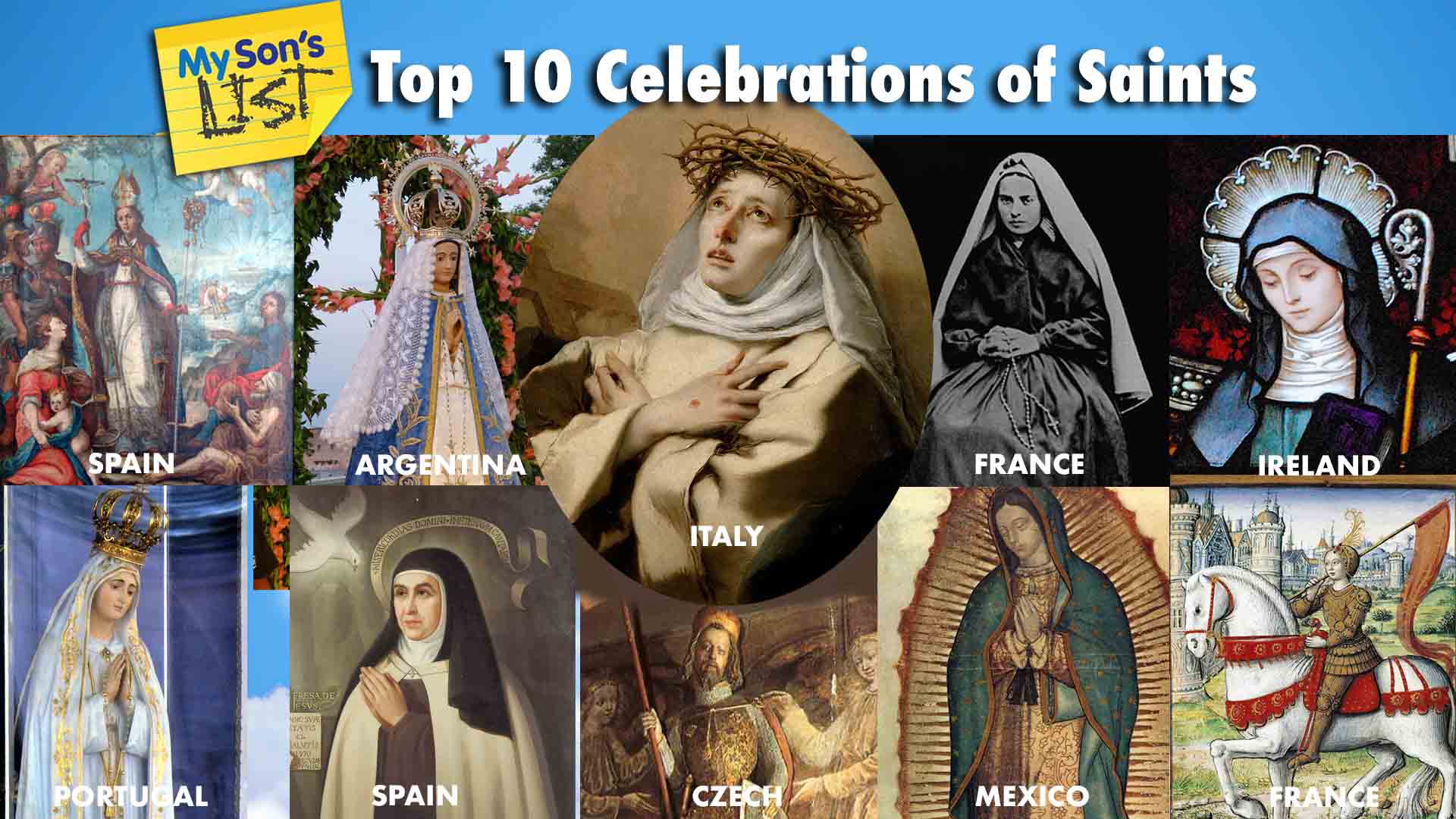 My Sons List of Top 10 Celebration of Saints