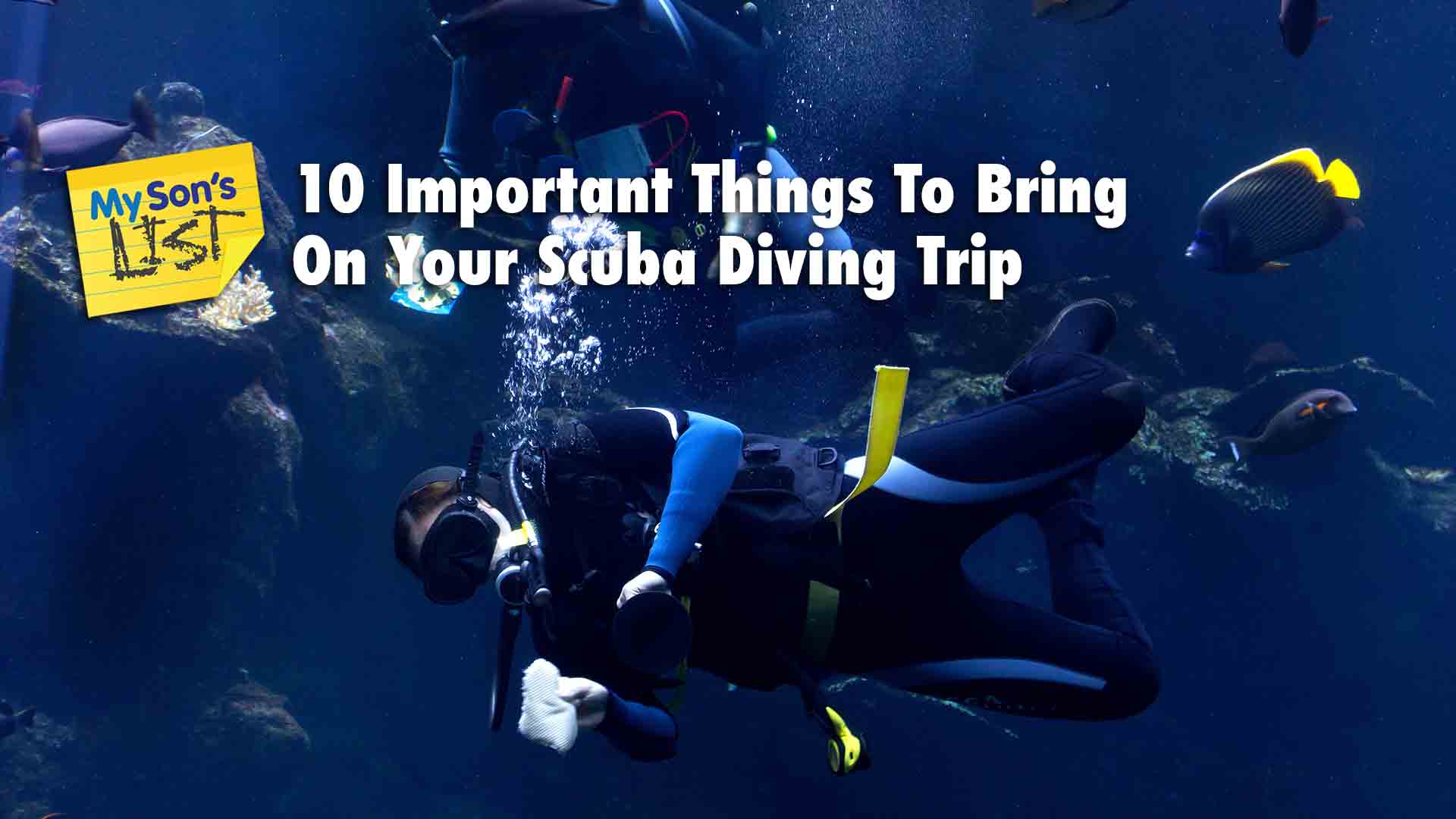 My Sons List of the 10 important things to bring on a scuba diving trip